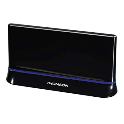 Image de Thomson Antenne intérieure ANT1538 (pour réception Radio/télévision numérique, HDTV/3D, DVB T/T2, avec Amplification du Signal, Performance 45) Noir/Bleu