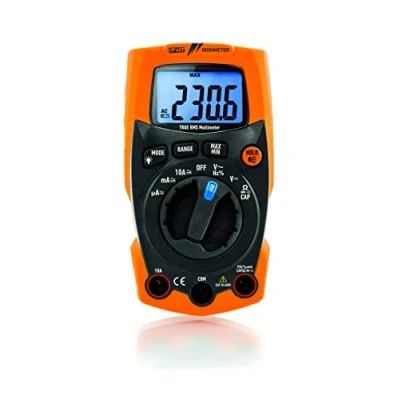 Image de HT Instruments Ultra résistant Multimètre numérique TRMS jusqu&#039;à 600 V AC/DC avec lampe LED intégrée, 1 pièce, Iron mètres