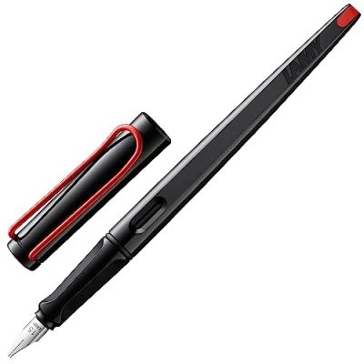 Image de Lamy joy black Stylo plume calligraphique avec grip ergonomique et en acier poli d&#039;une largeur de trait 1,1 mm ressort traction cartouche d&#039;encre T 10 bleu