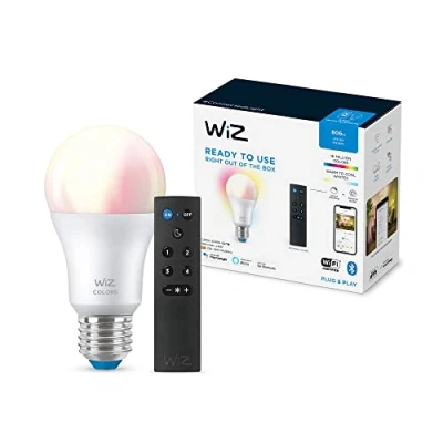 Image de WiZ ampoule LED Connectée Wi Fi E27, Claire, Nuances de Blanc, équivalent 60W, 806 lumen, fonctionne avec Alexa, Google Assistant et Apple HomeKit