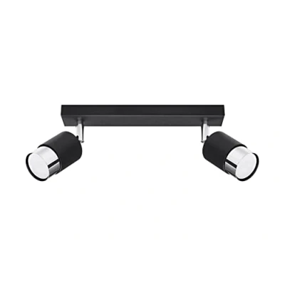 Image de Sollux SL.1065 Plafond NERO 2, in acciaio nero/cromato, 40 W, lunghezza: 30 cm, larghezza: 5 altezza: 18 dimmerabile