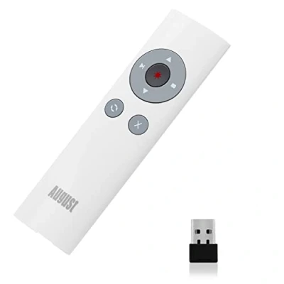 Image de Télécommande PowerPoint Présentation Pointeur Laser August LP200 Diapo Ordinateur USB sans Fil Keynote Prezi Slide Compatible PC Windows 11, 10, 8, 7, Mac Linux, Chrome Blanc