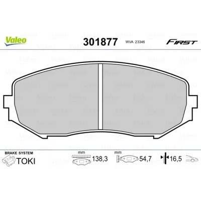 Image de VALEO 301877 Jeu de plaquettes frein FIRST Essieu avant contact signal d&#039;usure exclu sans tôle anti bruit SUZUKI: Grand Vitara 2 SUV