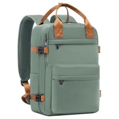 Image de Coolife Bagage Cabine Sac à Dos Voyage 40x25x20 pour Ryanair Main Avion Petit Ordinateur Portable (Brun Vert Foncé, 40x25x20)