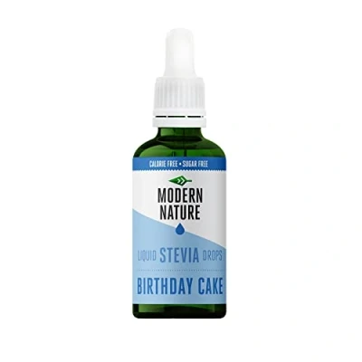 Image de Modern Nature Gouttes de Stevia Liquide Saveur Gâteau Zero Calories et Sans Sucre Keto Vegan Diet Flavour Drops pour le Cafe, Protéines, Porridge, Yogourt Edulcorant 50ml