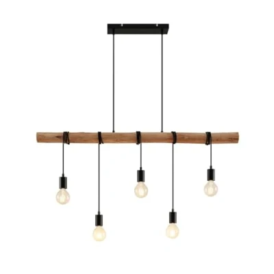 Image de Lindby Suspension Rom à intensité variable (Antique, Classic) en Marron Bois e. a. pour Salon &amp; Salle manger (à 5 lampes, E27), Luminaire, Lampe Plafond, Luminaire Plafonnier,