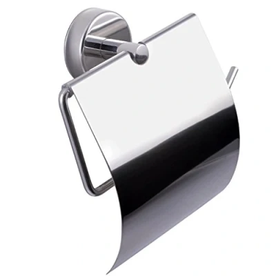 Image de Kapitan Porte Rouleau pour Papier WC avec Couvercle Mural Auto adhésif Salle de Bain Acier Inoxydable Fini Poli, fabriqué dans l&#039;UE, Garantie 20 Ans
