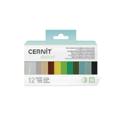 Image de Cernit CEASS004C Un Assortiment 12 Pains de Pâtes 25g Pâte polymère effet nature assortiments couleurs différentes Gamme nature, opaline et Number one Modelage, DIY adultes