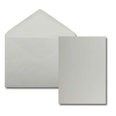 Image de FarbenFroh by GUSTAV NEUSER Lot de 50 cartes simples avec enveloppes DIN A6/C6 Gris clair (gris) 14,8 x 10,5 cm Sans plis
