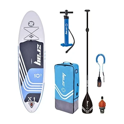 Image de Zray Sup Stand Up Paddle Gonflable X Rider 10.2&#039; PB ZX1E Planche Dropstitch Leash, Pagaie, Pompe, Sac de Transport et Kit Option Siege Kayak Jusqu’à 125kg 259l 310x81x15cm