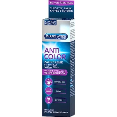 Image de Rapid White Dentifrice Anti Color pour des dents plus blanches, sans peroxyde d&#039;hydrogène, formule efficace, 75 ml
