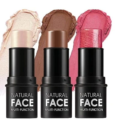 Image de 3 Pcs crème de contour, nuances avec Highlighter &amp; Bronzer Blush, stylo contour non gras et résistant à l&#039;eau, facile sculpter le visage créer un maquillage finition léger