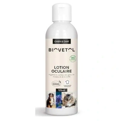 Image de Biovetol Nettoyant Oculaire Chien et Chat Lotion Nettoyante Bio Certifiée Ecocert Hygiène ORL 125 ML