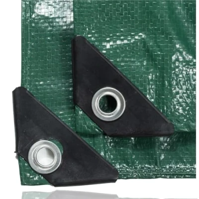 Image de bâche de protection 200 g/m² Vert Avec œillets Imperméable jardin et multi usage chantier Pour tapis tente en tissu
