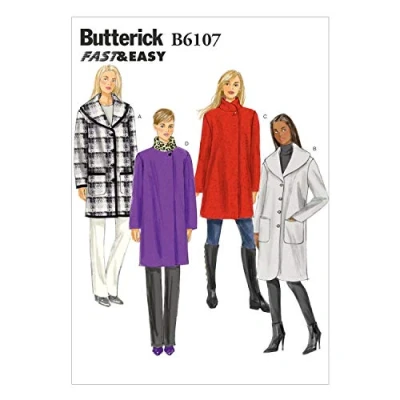 Image de Butterick Patterns 6107 Y Patrons de Manteaux Blanc Tailles XS 36 à 38 Taille M 40 42