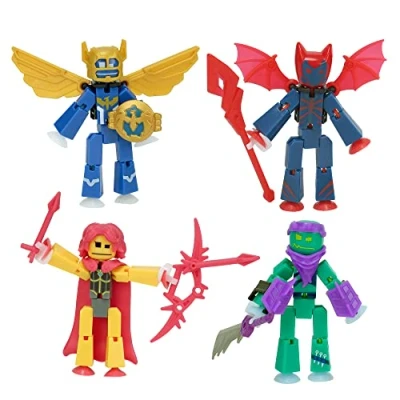 Image de Zing StikBot Legendz Série 1 Comprend Valor, Ruebell, Dominus et Raze Oni Figurines accessoires de collection Animation Stop Motion à partir 4 ans