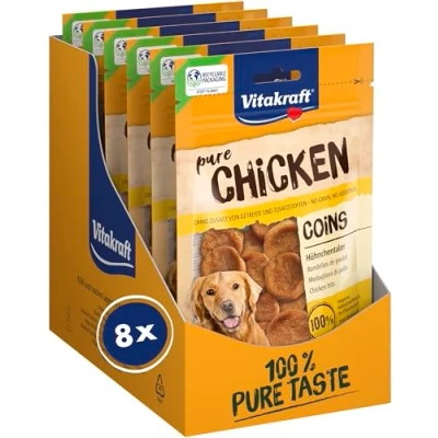 Image de Vitakraft Chicken Coins Friandise pour Chiens au Poulet Recette sans ajout de sucre ni céréales (8 x 80g)