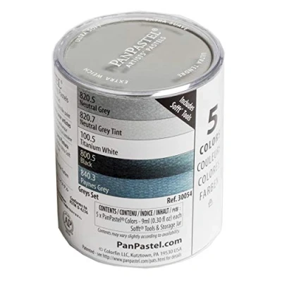 Image de PANPASTEL Set de 5 couleurs pastel sec, 9ml chacune, utilisable avec fuseau, crayon, marqueur, peinture + assortiment d’outils Sofft Gris