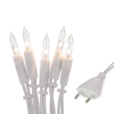 Image de hellum 839081 Guirlande Lumineuse d&#039;intérieur à Alimentation électrique, Mini avec 100 Ampoules claires et Chaudes, 14,85 m, câble Blanc