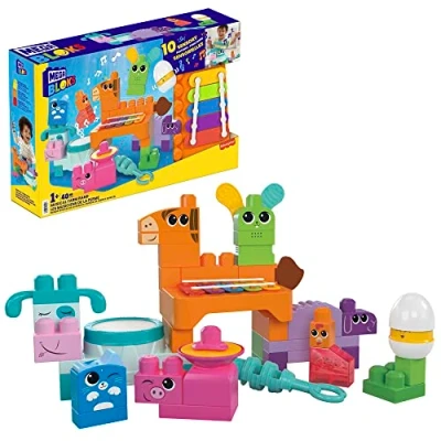 Image de MEGA Bloks Jouet d&#039;apprentissage Coffret Sensoriel Les Musiciens De La Ferme avec 45 Pièces, 6 Partitions Et 10 Fonctions Sensorielles Incluses, Enfant, 1 À 3 Ans, HPB46