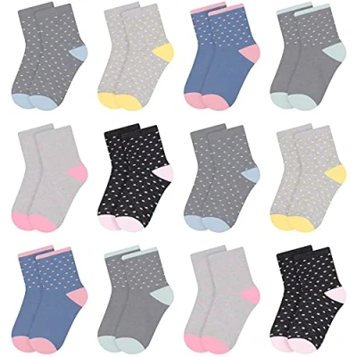 Image de L&amp;K II Lot de 12 Chaussettes enfants filles en coton motif mignon coloré automne hiver 2841 27 30
