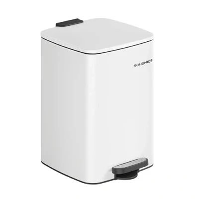 Image de SONGMICS Poubelle de Cuisine, 20 L, à Pédale en Acier, avec Seau Intérieur, Fermeture Douce et Maintien Ouverture, Blanc Nuage LTB592W02