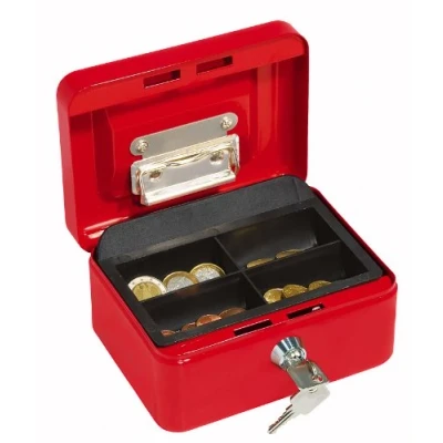 Image de Wedo 145102H Caissette à monnaie 4 compartiments avec clip 15,2 x 11,5 8 cm Rouge