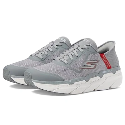 Image de Skechers Homme Max Cushioning Slip ins Athletic Workout Running Walking Shoes with Memory Foam Basket, Gris et Rouge, 45.5 EU