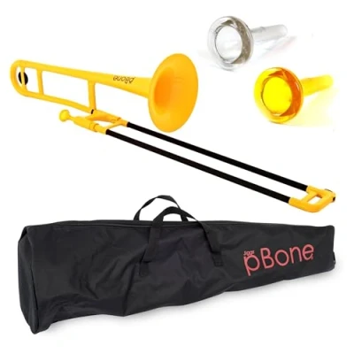 Image de PBONE 700642 Trombone avec embouchure et housse, Jaune