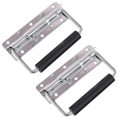 Image de HMF Lot de 2 poignées pliantes à ressort (12,5 x 4 cm) avec 6 trous Argenté