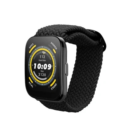 Image de kwmobile Bracelet Compatible avec Amazfit Bip 5 Unity/Amazfit / GTR 4 Bracelets de Rechange en Nylon pour Fitness Tracker Noir