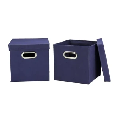 Image de Household Essentials 33 1 Decorative Storage Cube Set with Removable Lids Navy 2 Pack