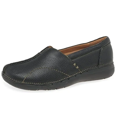Image de Clarks Femme Un Loop Stride Mocassins, Cuir Noir, 38 EU