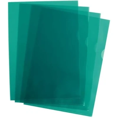 Image de Officedepot Pochettes Coin en Polypropylène Grainé 9/100 Ème, Format 21cm x 29.7cm, Vert, Lot de 100