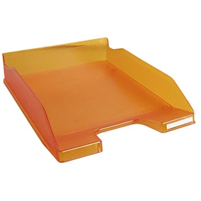 Image de Exacompta Réf. 11346D Lot de 6 corbeilles à courrier COMBO MIDI dimensions utiles 34 x 25 6,5 cm pour documents au format A4 couleur tangerine translucide