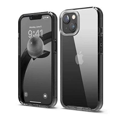 Image de elago Coque Hybride Transparente Compatible avec iPhone 14 (6.1&quot;) Étui, Technologie PC + TPU, Housse de Jaunissement Réduit, Clair comme du Cristal, Antichoc, Protection Intégrale (Noir)