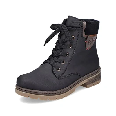 Image de Rieker Femme Bottines Y7418, Dame à Lacets,Bottes,Chukka Boot,Bottes Courtes,Bottes Lacets,Noir (Schwarz / 00),41 EU 7.5 UK