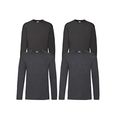 Image de Fruit of the Loom « Valueweight » T shirt à manches longues, 2 blanc 1 noir bleu marine + bloc notes d&#039;achat HL, L