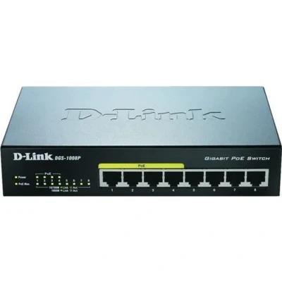 Image de D Link DGS 1008P/E commutateur réseau Non géré L2 Connexion Ethernet, supportant l&#039;alimentation via ce port (PoE) Noir Neuf