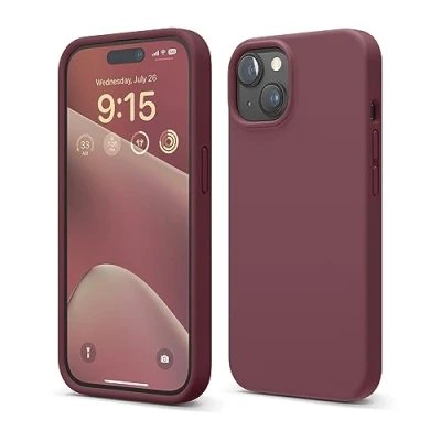 Image de elago Coque Silicone Liquide Compatible avec iPhone 15, Qualité Supérieure, Protection Intégrale [Structure Antichoc 4 Couches], Doublure Microfibre Douce Anti Rayures (Bordeaux)