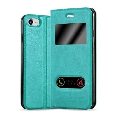 Image de cadorabo Coque pour Apple iPhone 7 / 7S 8 SE 2020 en Turquoise Menthe Housse Protection avec Stand Horizontal et Deux Fenêtres Portefeuille Etui Poche Folio Case Cover