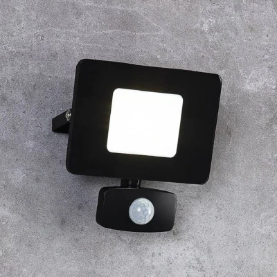 Image de EGLO LED Projecteur extérieur Faedo 3, lampe d&#039;extérieur à 1 flamme avec détecteur de mouvement, spot mural en aluminium, couleur : blanc, verre transparent, 20 Watt, IP44