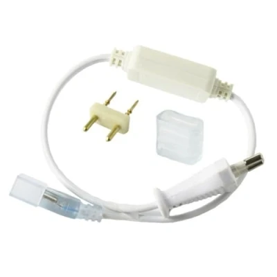 Image de JANDEI Kit de connexion pour bande LED 14 mm large, 220 V SMD5050, puissance maximale 6 A 750 W, adapté l&#039;extérieur. Comprend une fiche, un connecteur et capuchon