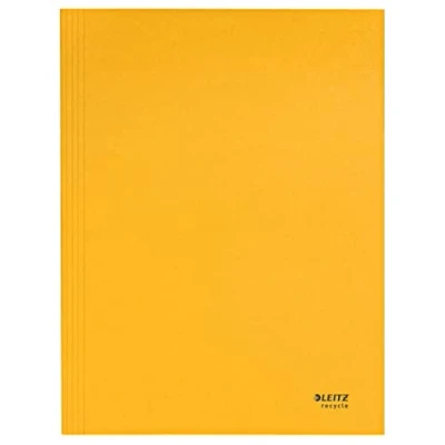 Image de Leitz Recycle Chemise A4 à 3 Rabats en Carton, Capacité 250 Feuilles, Fermeture Élastique, Carton 100% Recyclé &amp; Recyclable, Eco Responsable Neutre CO2, Gamme Recycle, Jaune, 39060015