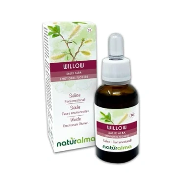 Image de Willow ou Saule (Salix alba var. vitellina) Fleurs de Bach Naturalma Gouttes 30 ml Extrait liquide sans alcool Essences florales Vegan et