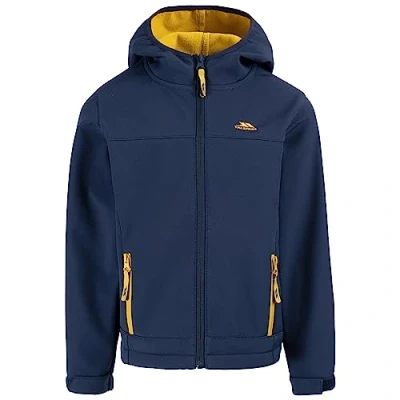 Image de Trespass Veste softshell à capuche pour enfants avec poches zippées plus rapide, Bleu marine/soufre, 11 12 ans