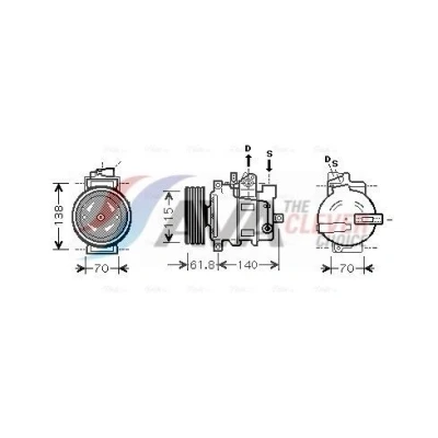 Image de AVA COOLING SYSTEMS AIAK263 compresseur De Climatisation 7SEU16C 12V PAG 46 R134a avec huile PAG, embrayage magnétique, sans diode