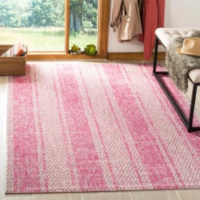 Image de Safavieh Rafal Grand Tapis de Salon rectangulaire pour Une Utilisation en intérieur, Polypropylène, Gris Clair/Fuchsia, 120 X 180 cm