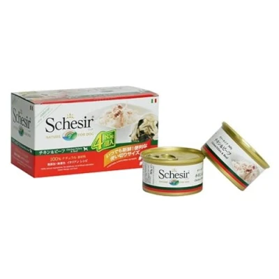 Image de Schesir Filet de Poulet pour Chien avec bœuf Nourriture Humide 6 x 4 boîtes 85 g