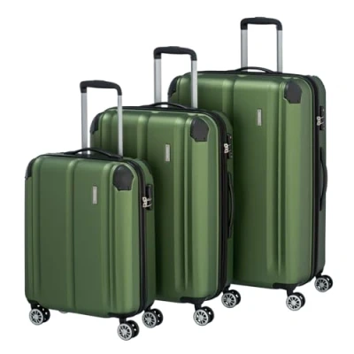 Image de travelite Set de valises à 4 roulettes, avec Serrure TSA + pli d&#039;extension (sauf Taille S), série Bagages City : Valise Trolley Robuste Coque Dure Surface résistante aux Rayures